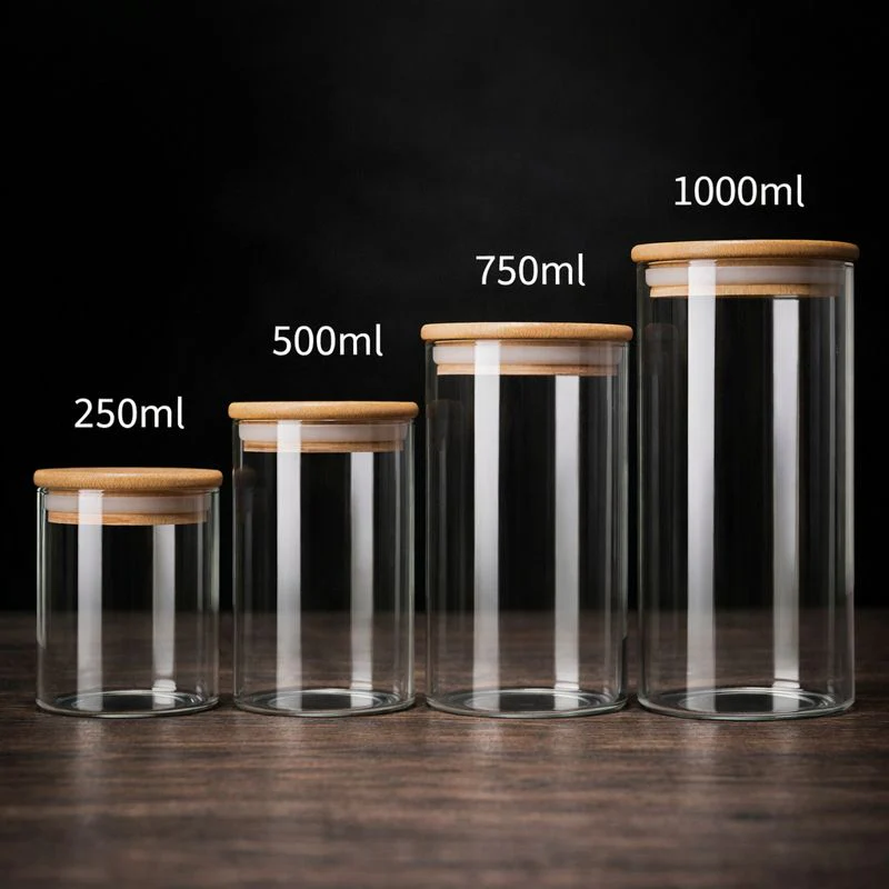 Airtight Glass Storage Jars with Wooden Lid - Image 3